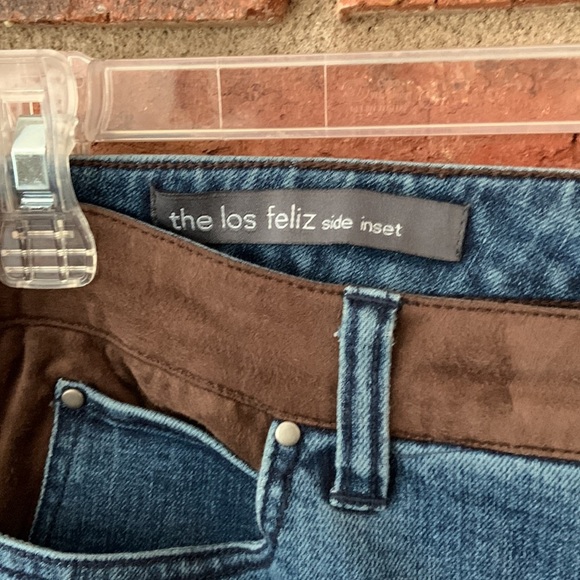 Ecru Brown Suede Los Felix Side Inset Ankle Jeans - Picture 4 of 8